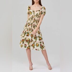 Significant Other pink orchard print Lily smocked midi dress Women’s size 2